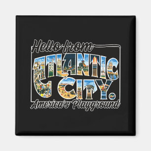 Atlantic City Nj Vintage Stcard Souvenir T Shirt Magnet