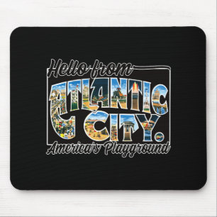 Atlantic City Nj Vintage Stcard Souvenir T Shirt  Mouse Pad