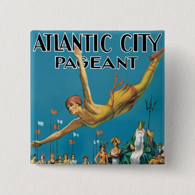 Atlantic City Pageant 2 Inch Square Button (Front)