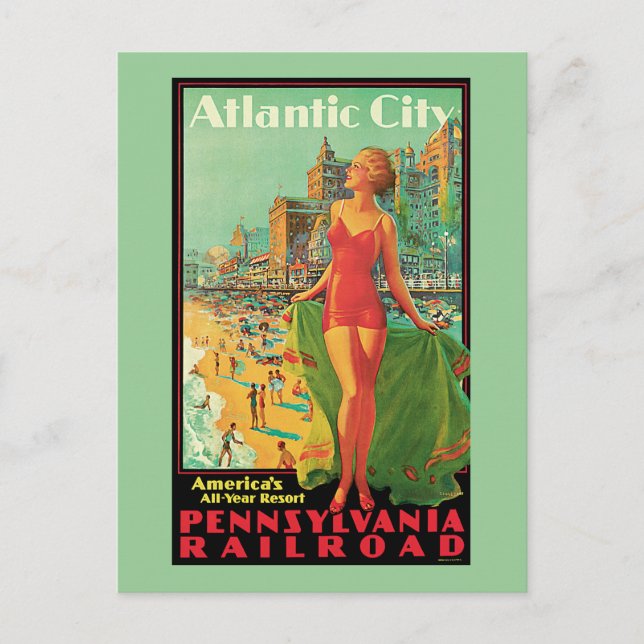 Atlantic City - Pennsylvania RR Vintage Travel Postcard (Front)
