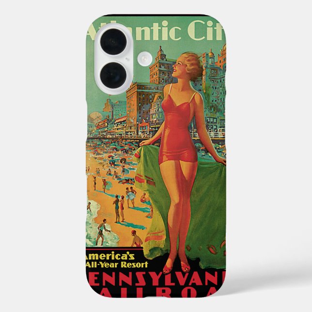Atlantic City Resort, Pennsylvania Railroad Travel Case-Mate iPhone Case (Back)