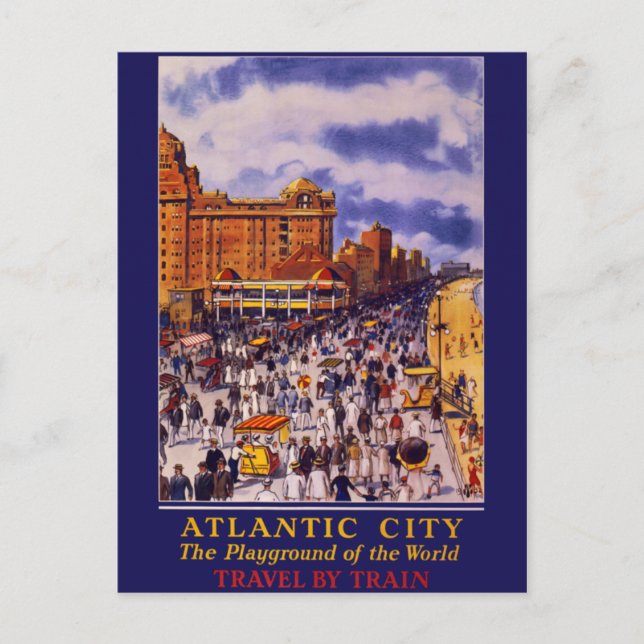 Atlantic City Travel by Train Postcard (Front)