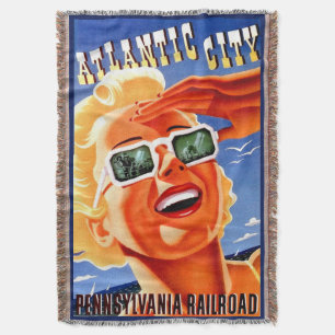 Atlantic City via Pennsylvania Railroad Throw Blanket