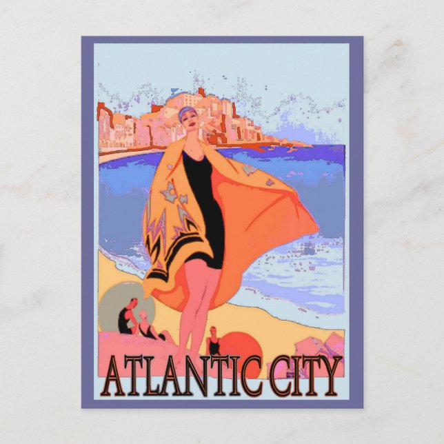 Atlantic City Vintage Poster 2 Postcard (Front)