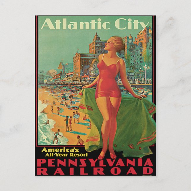 Atlantic City Vintage Travel Postcard (Front)