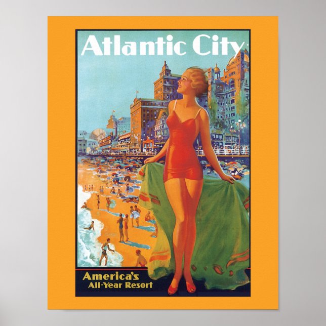 Atlantic City vintage travel poster (Front)