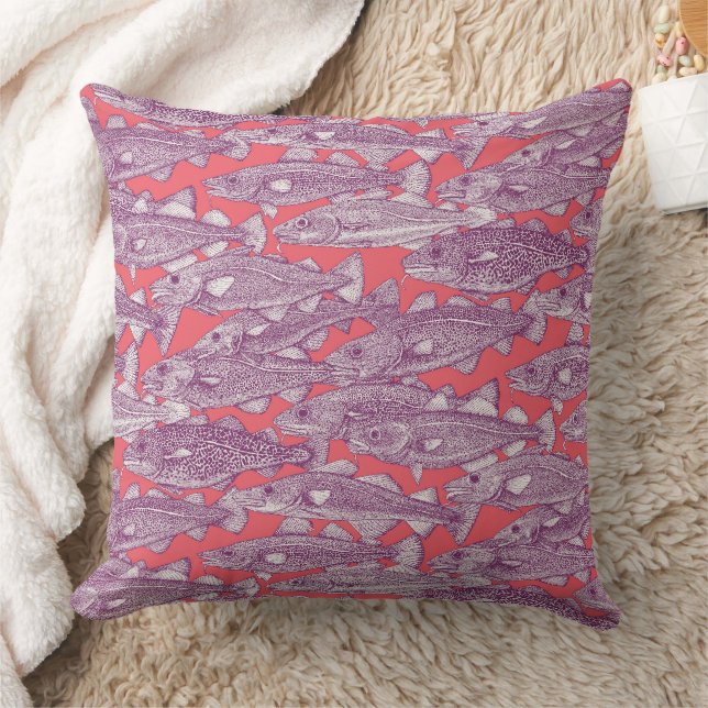 Atlantic cod purple rose pink throw pillow (Blanket)