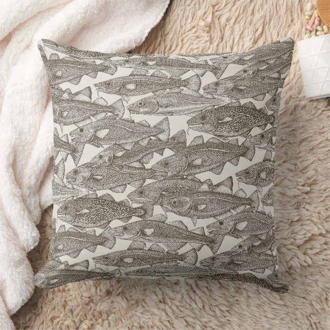 Atlantic cod tea brown strong white throw pillow (Blanket)