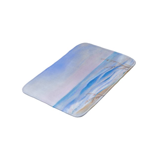 Atlantic Evening Sky Ocean Sea Oats Pastel Bath Mat (Angled)