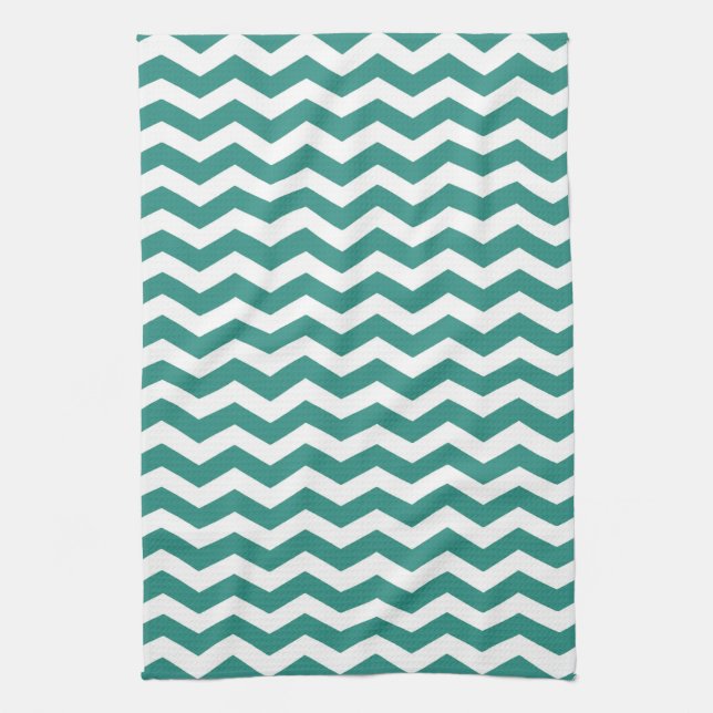 Atlantic Green Wave Chevron Kitchen Towel (Vertical)