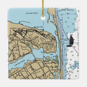Atlantic Highlands NJ Chart Ceramic Ornament