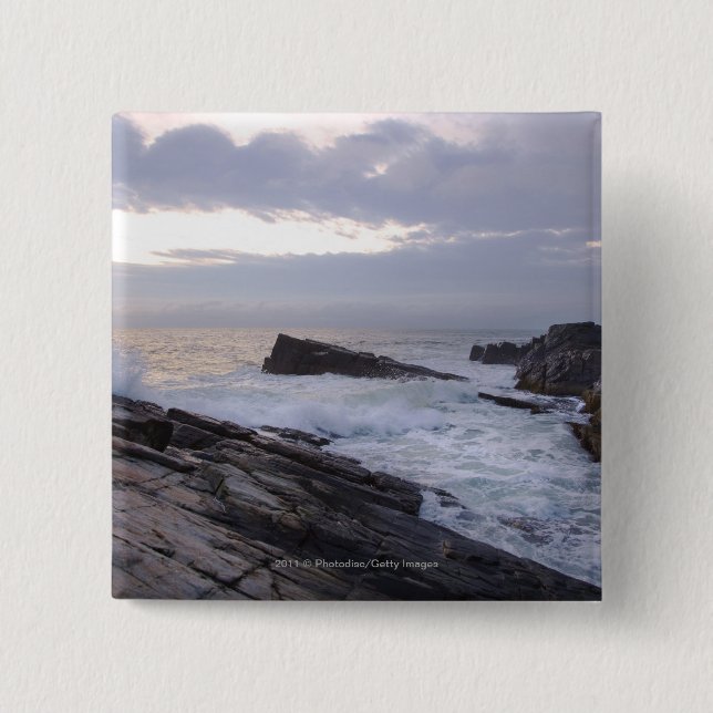 Atlantic Ocean at Sunrise in Maine 2 Inch Square Button (Front)