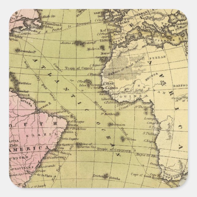 Atlantic Ocean Atlas Map Square Sticker (Front)