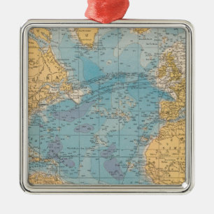 Atlantic Ocean Map Metal Ornament