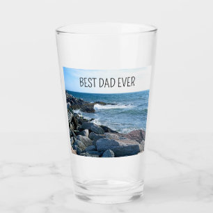 Atlantic Ocean Photo with Waves Best Dad Ever` Glass