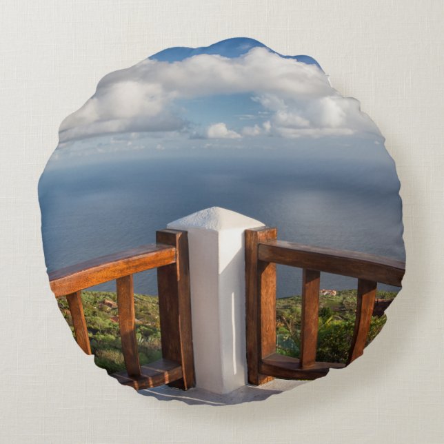 Atlantic Ocean Round Pillow (Back)