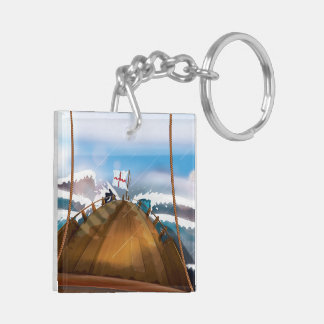 Atlantic Ocean Storm Ship Keychain
