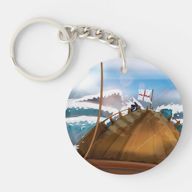 Atlantic Ocean Storm Ship Keychain (Front)
