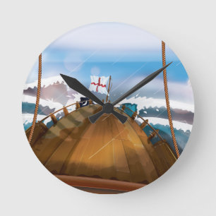 Atlantic Ocean Storm Ship Round Clock