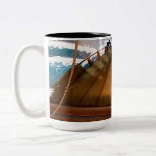 Atlantic Ocean Storm Ship Two-Tone Coffee Mug
