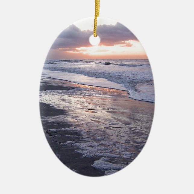 Atlantic Ocean Sunrise Ceramic Ornament (Front)