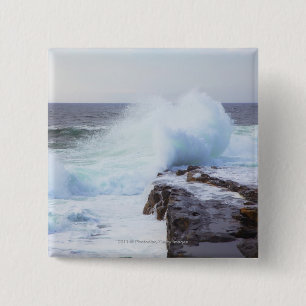 Atlantic Ocean Wave Crashing into Maine's Coast 2 Inch Square Button