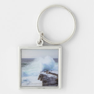 Atlantic Ocean Wave Crashing into Maine's Coast Keychain