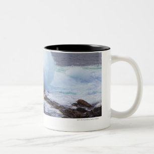 Atlantic Ocean Wave Crashing into Maine's Coast Two-Tone Coffee Mug