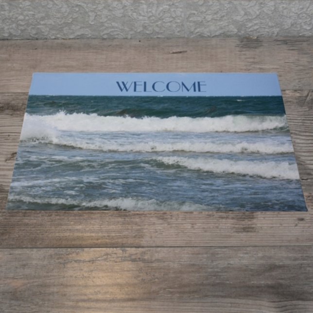 Atlantic Ocean Waves Seascape Photographic Welcome Doormat (Creator Uploaded)