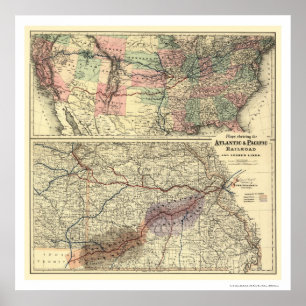 Atlantic & Pacific Railroad Map 1873 Poster