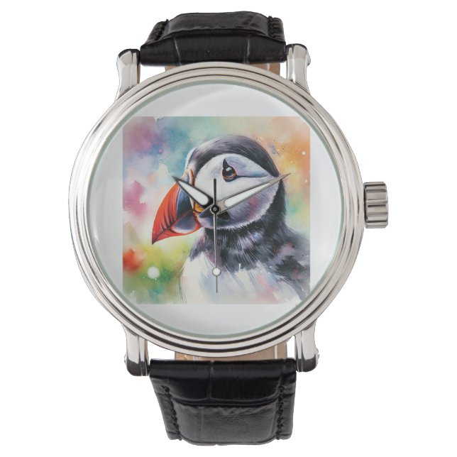 Atlantic Puffin 010824AREF118 - Watercolor Watch (Front)
