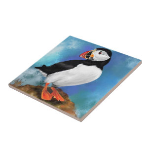 Atlantic Puffin Bird Ceramic Tile - Painting