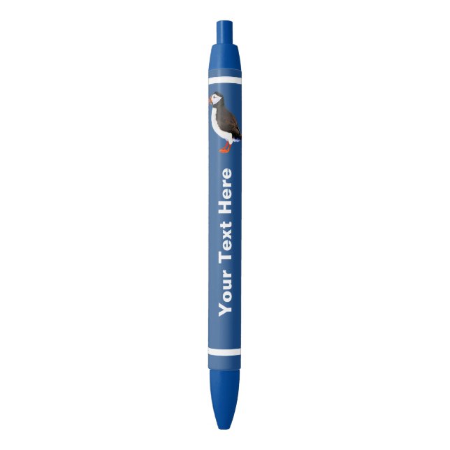 Atlantic Puffin Blue Ink Pen (Front Vertical)