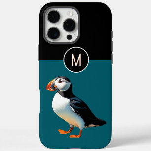 Atlantic Puffin Coastal Wildlife Bird Monogrammed iPhone 16 Pro Max Case