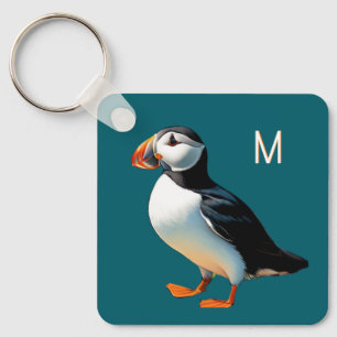 Atlantic Puffin Coastal Wildlife Bird Monogrammed Keychain