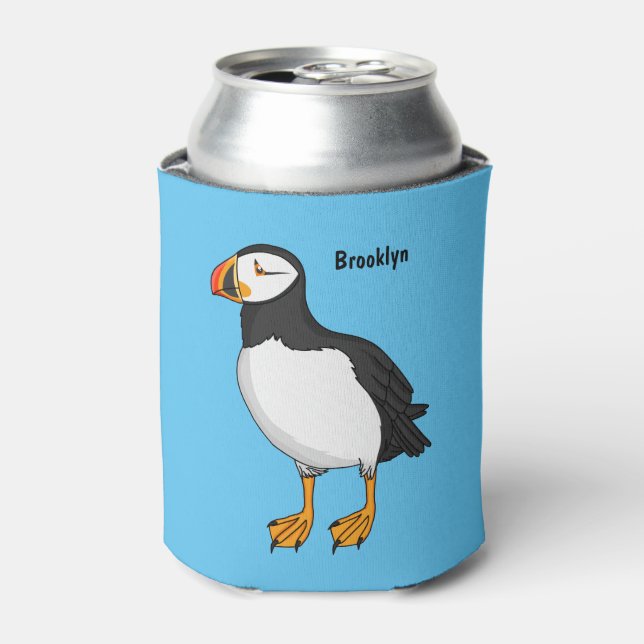 Atlantic puffin illustration  can cooler (Can Front)