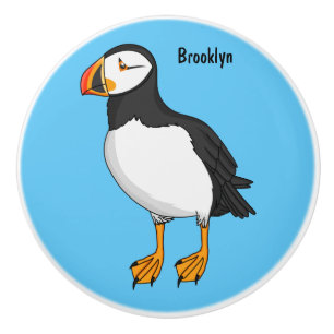 Atlantic puffin illustration ceramic knob