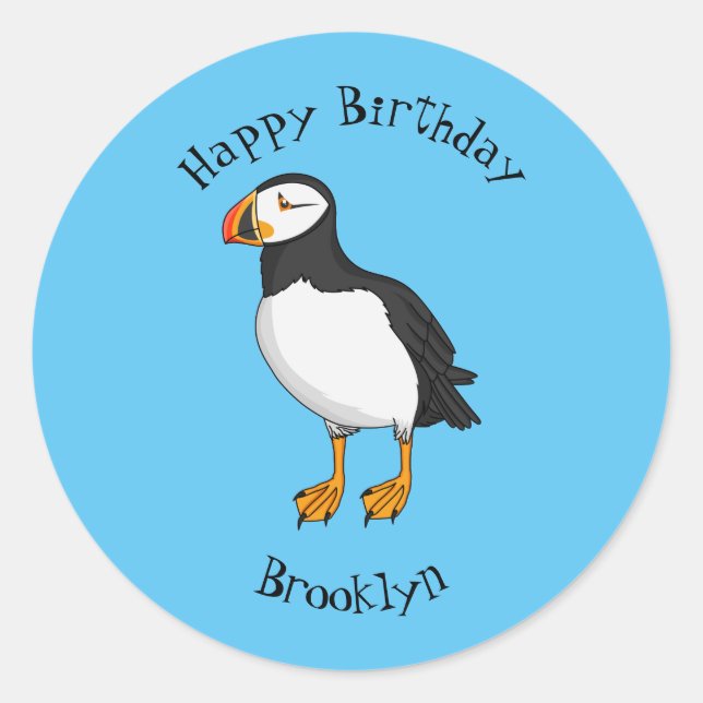 Atlantic puffin illustration  classic round sticker (Front)