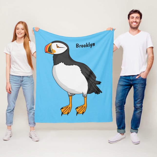 Atlantic puffin illustration  fleece blanket (In Situ)