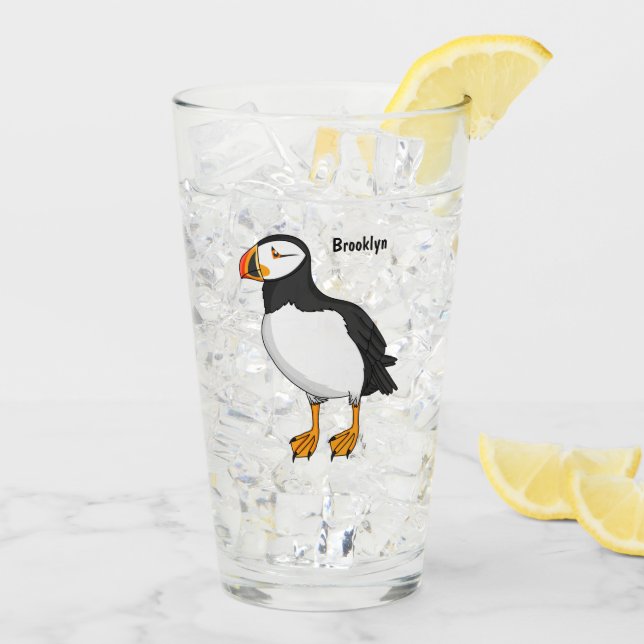 Atlantic puffin illustration glass (Back Ice)