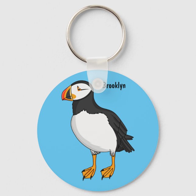 Atlantic puffin illustration keychain (Front)