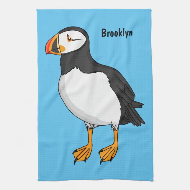 Atlantic puffin illustration  kitchen towel (Vertical)