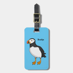 Atlantic puffin illustration luggage tag