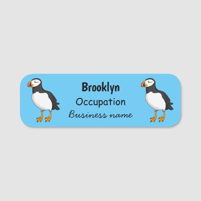 Atlantic puffin illustration  name tag (Front)