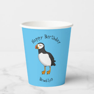 Atlantic puffin illustration  paper cups