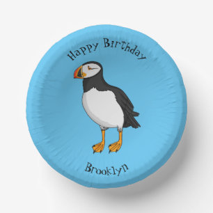 Atlantic puffin illustration paper plate