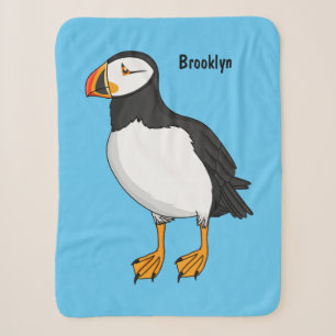 Atlantic puffin illustration sherpa blanket