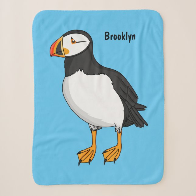 Atlantic puffin illustration sherpa blanket (Front)