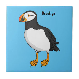 Atlantic puffin illustration tile