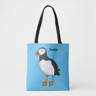 Atlantic puffin illustration tote bag